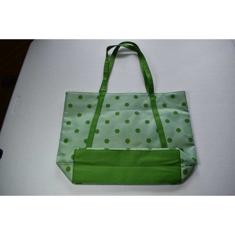 Clinique X Kate Spade Green Polka Dot Tote Bag Makeup Shopping - Picture 3 of 8